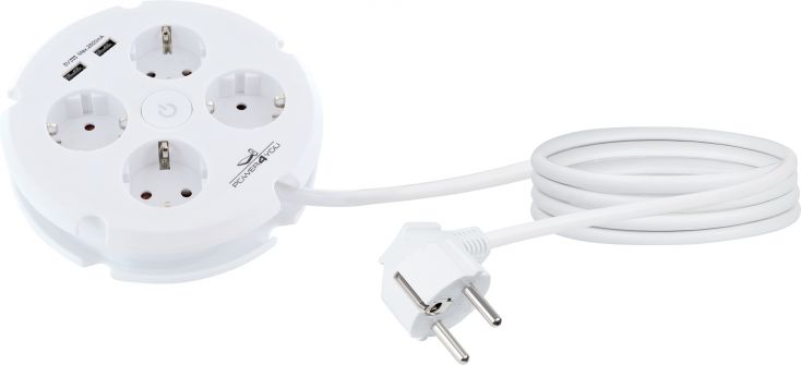 Schwaiger 4-voudig stekkerdoos met 2x USB