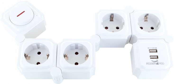 Schwaiger witte stekkerdoos met USB