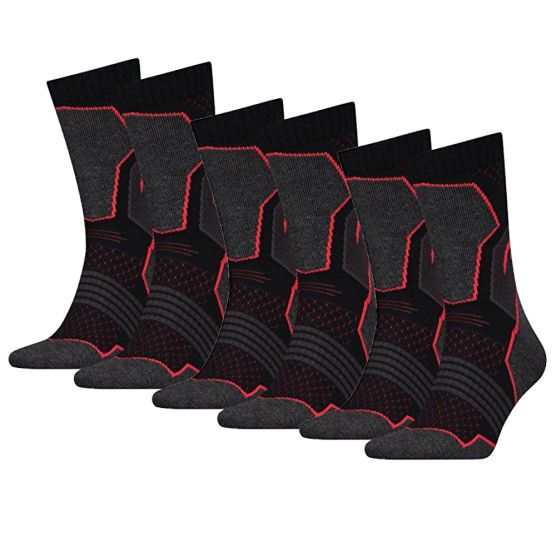 HEAD 6 paar Hiking Crew Black/Red wandelsokken