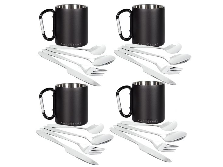 Black Snake 4-persoons set Snap Cup en bestek