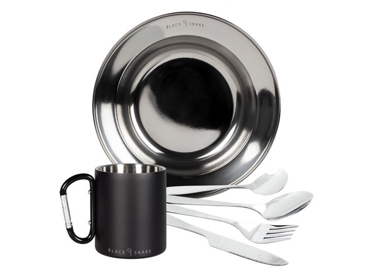 Black Snake 1-persoons camping set met thermobeker