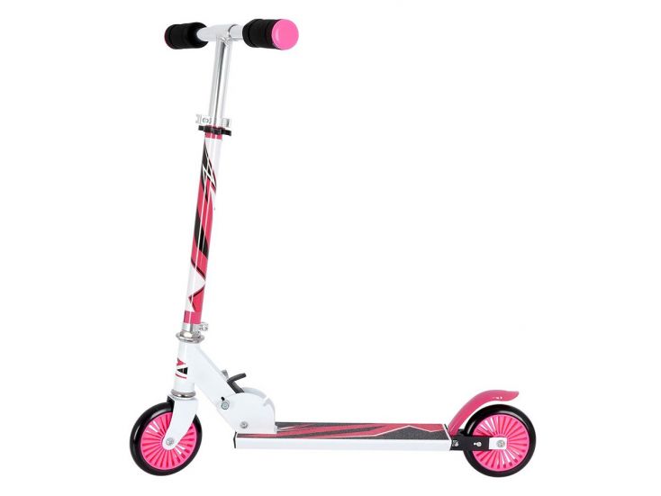 XQ Max Roze/Witte Opvouwbare Kinderstep met Voetrem