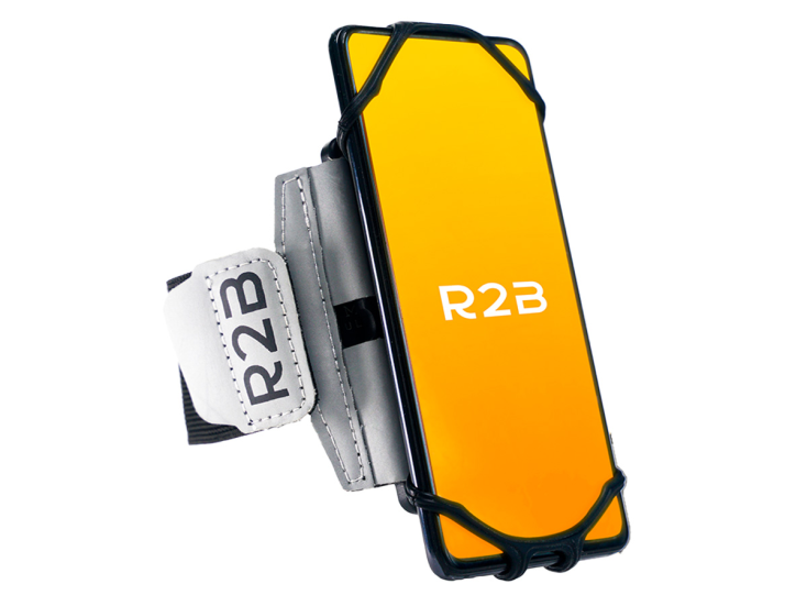 R2B Sportarmband 360 graden rotatie - t/m 6,5 inch - Zilver