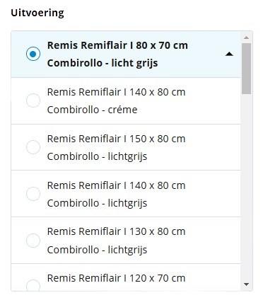 maten selectie remis remiflair I combirollo